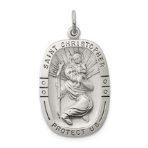 Silver Antiqued St. Christopher Medal QC3562 - £61.55 GBP