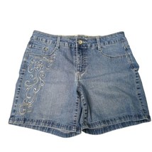 Gloria Vanderbilt Amanda Missy Size 6 w29 Blue Denim Jean Shorts Embroid... - $10.81