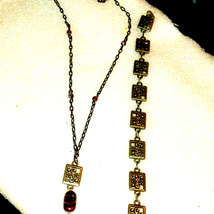 Beautiful vintage amethyst old tiny necklace with matching bracelet - $31.68