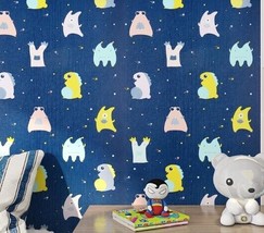 Blue Anime Dinosaur Wallpaper Easy Peel &amp; Stick for Kids&#39; Rooms, Renter Friendly - £14.74 GBP