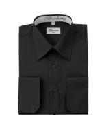 Berlioni Italy Men&#39;s Premium French Convertible Cuff Solid Dress Shirt B... - £20.85 GBP
