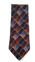 Albert Nippon Tie Mens Short 56 in Style All Silk Maroon Navy Gold Gray USA Made - £14.95 GBP