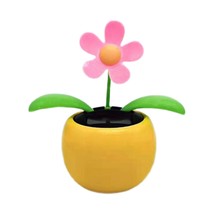 Solar Powered Dancing Flower Toy For Car Home Decor Pink Flower Nodding Figure D - £35.46 GBP