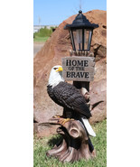 Ebros 'Home of The Brave' Patriotic Eagle Night Light Statue Solar LED Lantern - £63.90 GBP