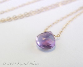 Amethyst necklace, Solid 14k gold February Birthstone natural gemstone - £106.77 GBP