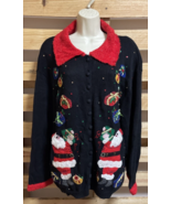 Vintage Carolina Colours Ugly Christmas Sweater Holiday Santa Woman&#39;s Si... - $636.56 MXN