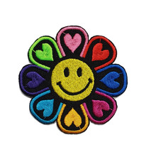 Takashi Murakami Like Emoji Flower of Hearts Multi Colors Embroidered Applique I - £6.31 GBP