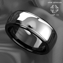 8mm Dome Black Tungsten Carbide Ring Men&#39;s Wedding Band Bridal Jewelry  - £28.24 GBP