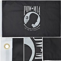 POW MIA Flag 3' x 5' Ft 210D Nylon Premium Outdoor Embroidered Double Sided Flag - £40.00 GBP