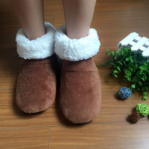 Winter home Boots Non slip Thickened Warm Coral Fleece Soft Bottom Indoor Plush  - £24.13 GBP