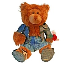 Build a Bear with Denim Jacket and Skirt Holding Roses Bearkenstocks San... - £34.98 GBP