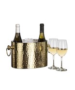 Wine or Champagne 2-Bottle Chiller, Bucket, Gold - Hammered - HandCrafte... - $110.13 CAD