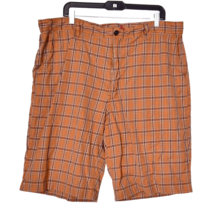 Reunion Orange Plaid Men&#39;s Flat Front Shorts Size 40 inseam 11 inches - £10.22 GBP