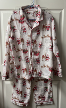 pottery barn kids flannel pajamas Set Size Medium White with Red Brown Green - $24.45