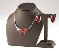 Sterling Silver Baltic Amber Necklace &amp; Earring Clip Set - Wonderful Gift - €432,76 EUR