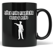 PixiDoodle Fire Fighter Policeman Hero Coffee Mug (11 oz, Black) - £20.66 GBP+