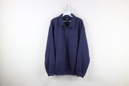 Vintage 90s Streetwear Mens Large Faded Blank Collared Pullover Sweatshi... - £42.10 GBP