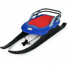 Folding Kids&#39; Metal Snow Sled with Pull Rope Snow Slider and Leather Seat - Colo - $83.66