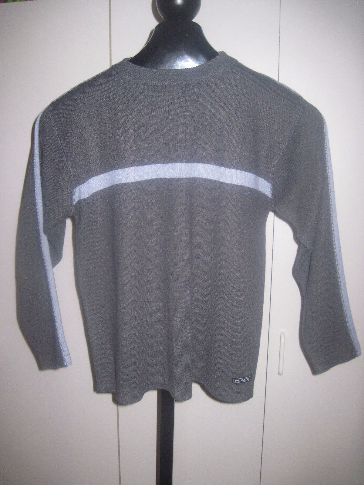 PLACE BOYS 100% ACRYLIC GRAY CREW-NECK PULLOVER SWEATER XL(14)-WORN ONCE-NICE - $5.89