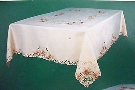 Floral beige roses tablecloth FRANCO DAMASK, 72x108 oblong beige w/12 na... - $69.30