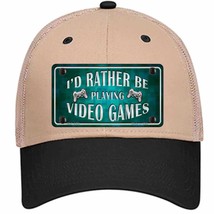 I&#39;D Rather Be Playing Video Games Novelty Khaki Mesh License Plate Hat - £22.67 GBP