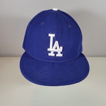 LA Dodgers Fitted Hat Blue Size 7 3/8 Baseball Cap On Field Blue and White - $21.98