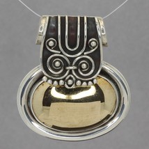 Doug Paulus dp India Large Sterling Silver and Brass Oval Dome Handmade Pendant - £30.33 GBP