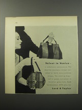 1955 Lord &amp; Taylor Evening Bag Ad - Velvet in Venice - £14.82 GBP