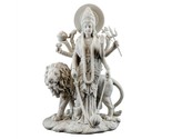 DURGA STATUE 11&quot; Hindu Divine Mother Goddess Deity White Marble Finish R... - $129.95