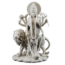 DURGA STATUE 11&quot; Hindu Divine Mother Goddess Deity White Marble Finish R... - £102.25 GBP