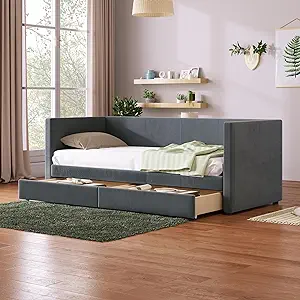 Merax Twin Size Corduroy Daybed with Two Drawers and Wood Slat,Sofa Bed ... - $537.99