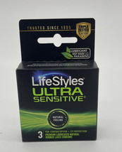 Lifestyles Ultra Sensitive Natural Feeling Lubricated Latex Condoms Box of 3 NEW - $4.85