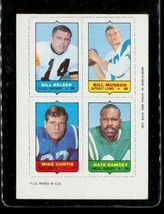 Vintage 1969 Topps 4 In 1 Mini Football Card Nelsen Munson Curtis Ramsey - £7.72 GBP