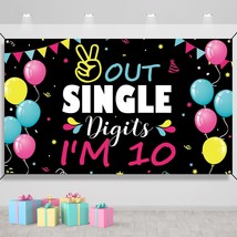 10Th Birthday Decorations For Girls Boys, Happy 10Th Birthday Backdrop Banner, D - £20.33 GBP