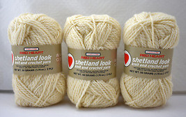 Red Heart Shetland Look Knit and Crochet Wool Blend Yarn - 3 Skeins Natural #68 - £14.91 GBP