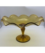Vtg Compote Mouth Blown &amp; Fused Yellow Glass 8.5” x 13” Mid Century Mode... - $129.99