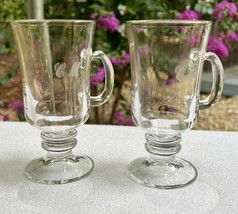 Irish Coffee Glass Mugs Cups Etched CM Set Of 2 - $9.89
