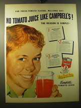 1950 Campbell&#39;s Tomato Juice Advertisement - For fresh-tomato flavor - £14.82 GBP