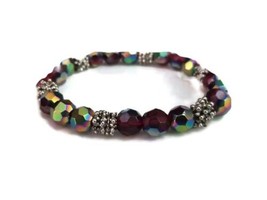 Rainbow Metallic Crystal Bead Stretch Quality Bling Bracelet - £14.36 GBP