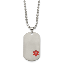 Chisel Titanium Brushed Red Enamel Medical ID Dog Tag 22 inch Necklace TBN123 - $48.46