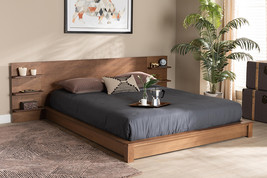 Adelino Walnut Brown Queen Size Platform Storage Bed w/Shelves - $15,572.58 MXN