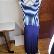 Womans Gap Knit Maxi Dress Loose Striped top attached Navy Dress Size XS - £13.87 GBP