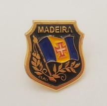 MADIERA Portugal Travel Souvenir Lapel Hat Pin Vintage Flag SHIELD Pinch... - $19.60