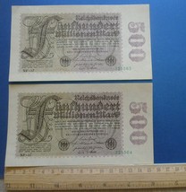 K Germany Reichsbanknote 500 Million Mark 1923 6 Digits NF-17 Consecutive No.... - £20.38 GBP