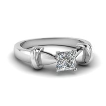 0.65 Ct Princess Cut Cubic Zirconia Dual Knot Engagement Ring 18K White Gold - £75.92 GBP