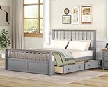 Merax Modern Farmhouse Solid Wood Platform Bed with Headboard Queen Bed ... - $685.99