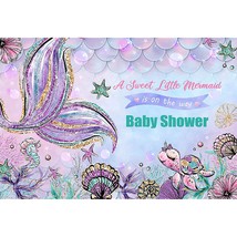 Mermaid Baby Shower Backdrop For Girl Baby Shower Decorations A Sweet Little Mer - £25.30 GBP
