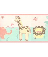 Dundee Deco BD6006 Prepasted Wallpaper Border - Kids Pink, Teal Jungle A... - $12.68