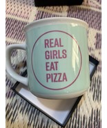 Fish &amp; Black REAL GIRLS EAT PIZZA Ceramic Novelty Mug Retro Gift Pizza Club - $150.22 MXN