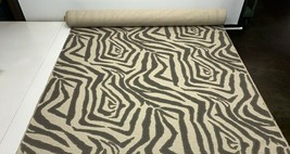 Lacefield Designs Zebra Ikat Steel Gray Sand Linen Animal Fabric By Yard 54&quot;W - £9.87 GBP